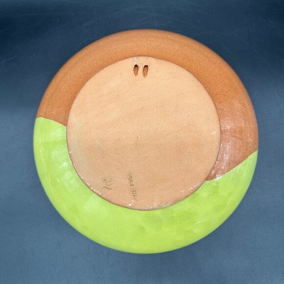 Handmade Art Pottery Dish Wall Hanging Countryside Mountains Church Redware - Picture 4 of 10